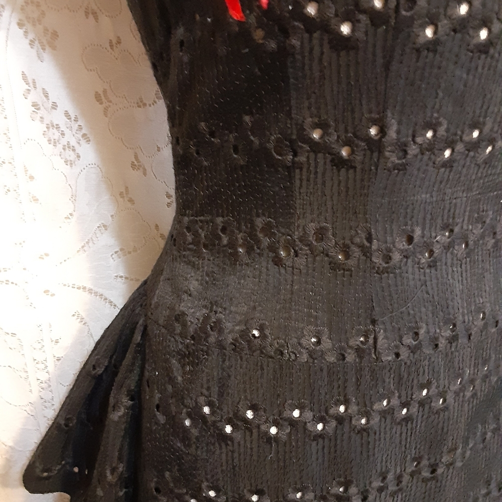 Vintage 1950s LOLITA Eyelet Taffeta Party Dress Size M - Picture 6 of 16